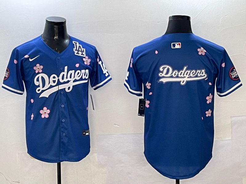 Men Los Angeles Dodgers Blank Blue Sakura Edition 2025 Nike MLB Jersey style 17->los angeles dodgers->MLB Jersey